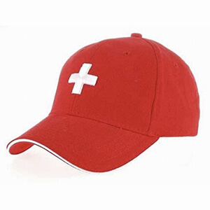 Кепка червона дитяча з вишитим швейцарським хрестом