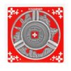 Попільничка металева кругла з рельєфними видами та гербом Швейцарії / 75-0041: фото 1