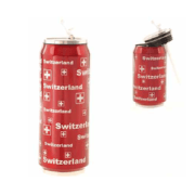 Металлическая термобанка 500 мл красная с серебряными буквами Швейцария: фото 1