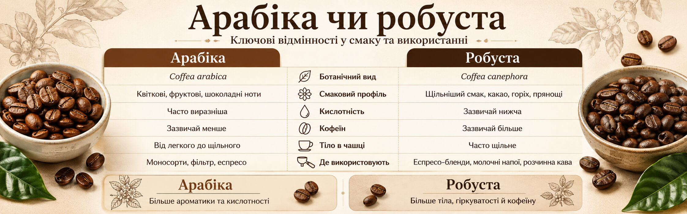 Арабіка чи робуста як порівняти два види вдома