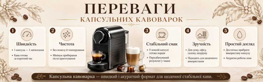 Переваги капсульних кавоварок