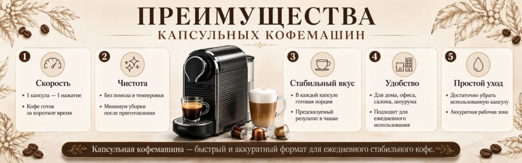 Преимущества капсульных кофеварок