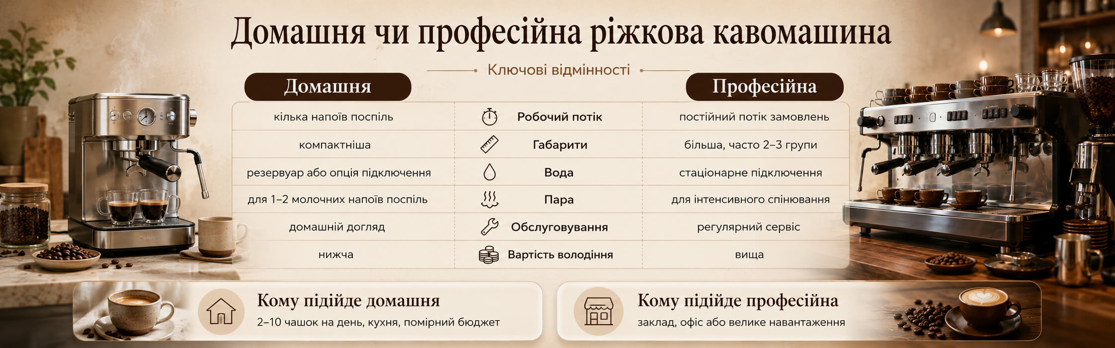 Професійна чи домашня рожкова кавомашина