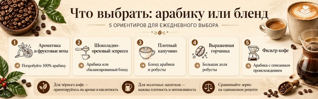 Чистая арабика или бленд с робустой