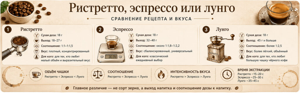 Ристрето эспрессо или лунго