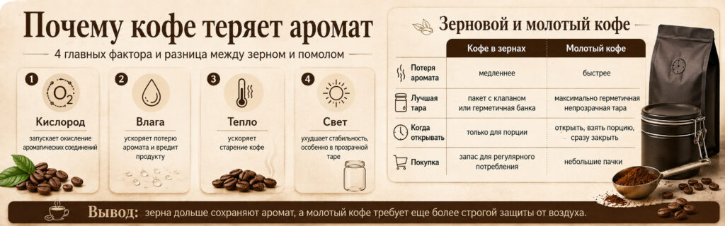 Почему кофе теряет аромат