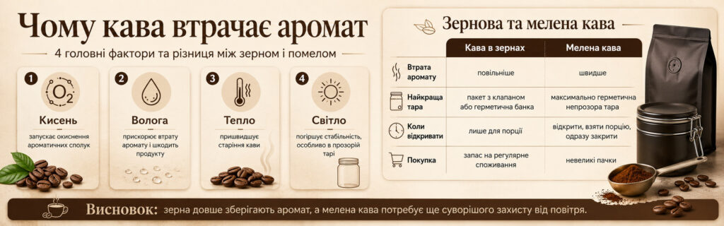 Чому кава втрачає аромат