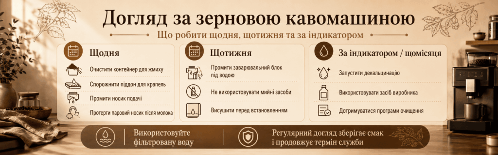 Догляд за зерновою кавомашиною