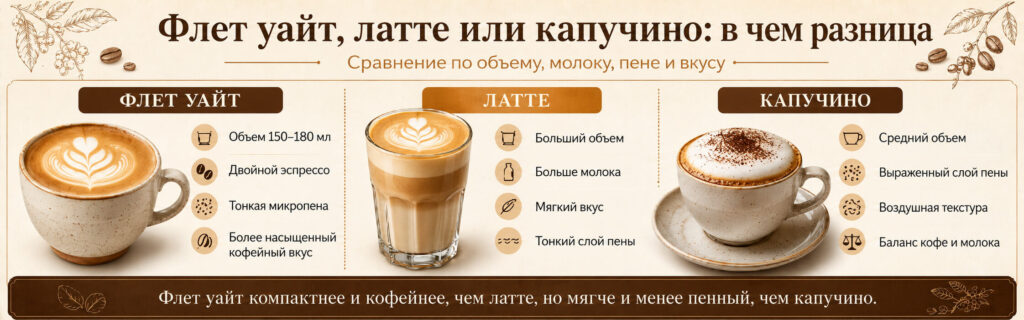 флейт уайт, латте или капучино: в чем разница