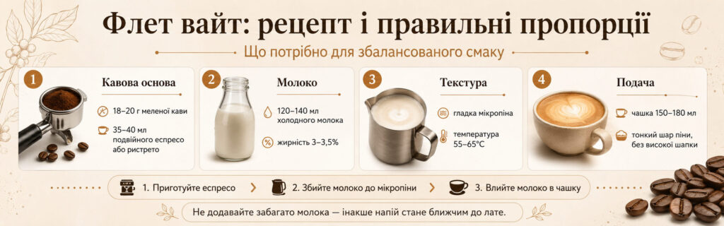 флейт вайт: рецепт і правидьні пропорціі