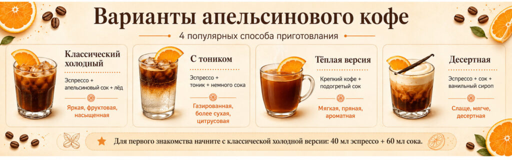 Варианты апельсинового кофе