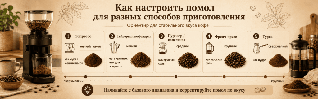 Как настроить помол для разных способов заваривания