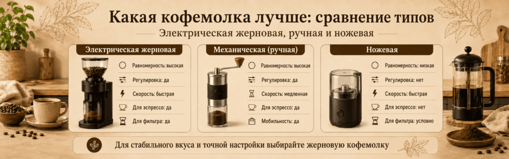 Какая кофемолка лучше – сравнение типов