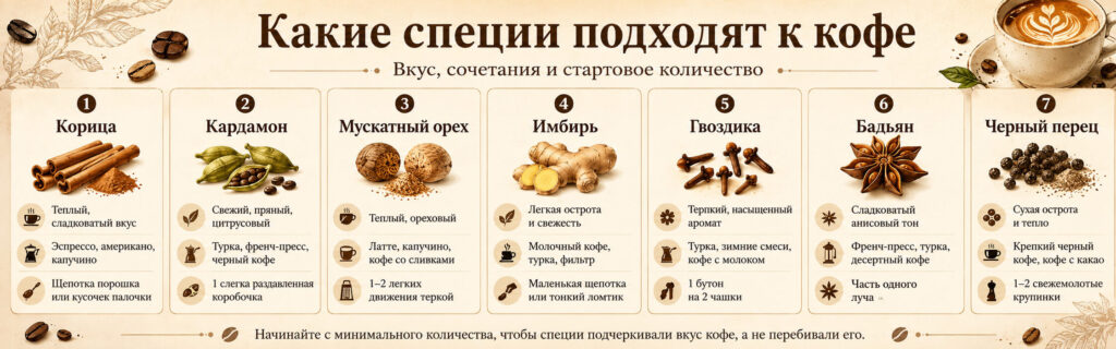 Какие специи подходят к кофе