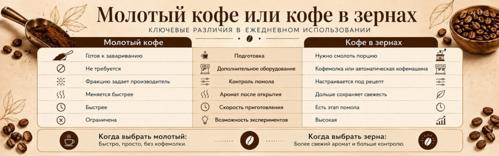 Кофе в зернах или молотый кофе
