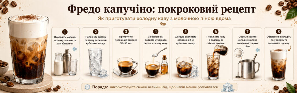 Фредо капучіно покроковий рецепт