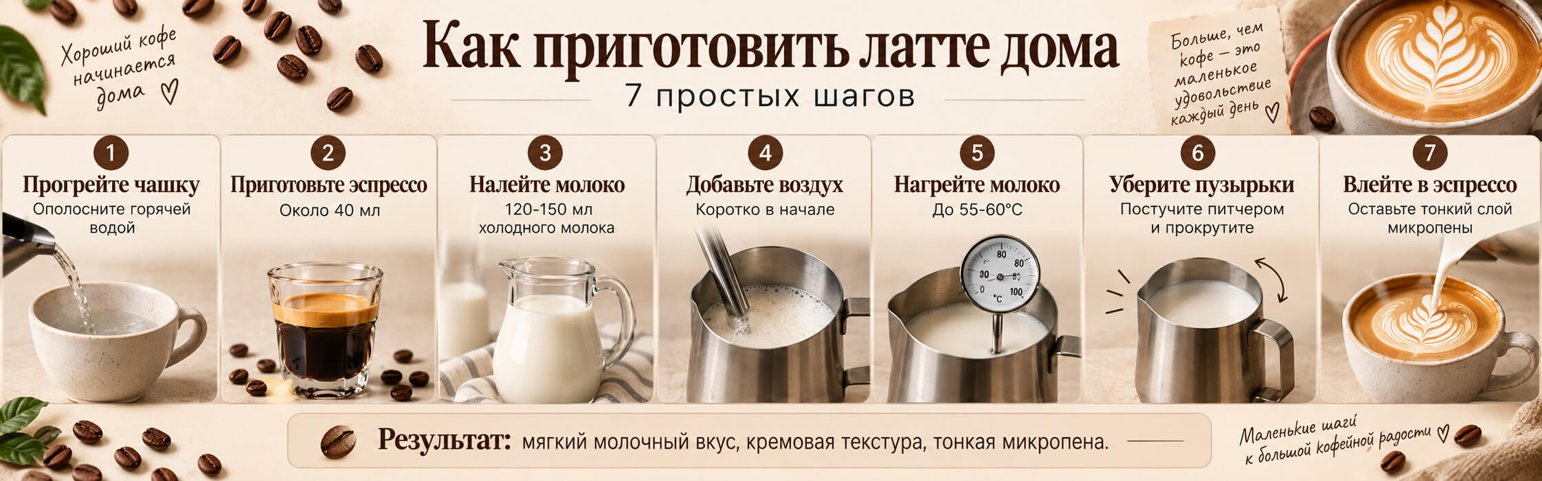 Как сделать латте дома